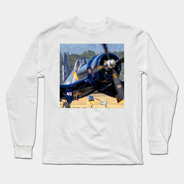 F4U-7 Corsair close-up Long Sleeve T-Shirt by acefox1